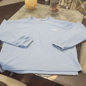 Europe Bound Polartec Fleece Men's Sky Blue Crewneck Sweater Vintage Large